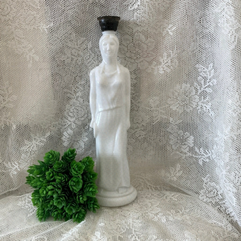 Vintage Avon Milk Glass Greek Goddess Lady Bottle. Empty/no box.